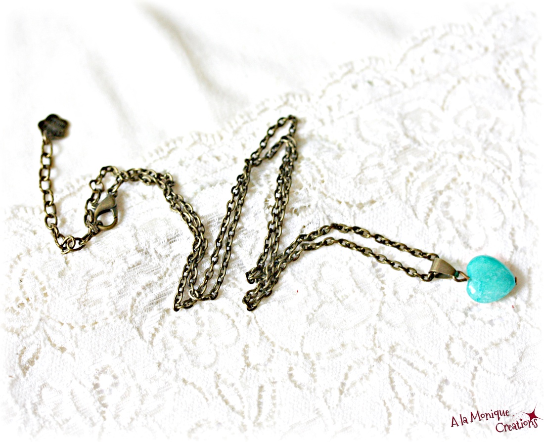 Colier cu inima verde - bijuterii - coliere - pandative - Artynos.ro