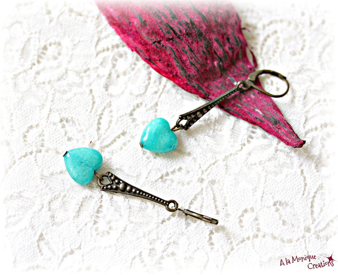 Cercei cu inima verde - bijuterii - cercei - cercei din pietre semiprețioase - Artynos.ro