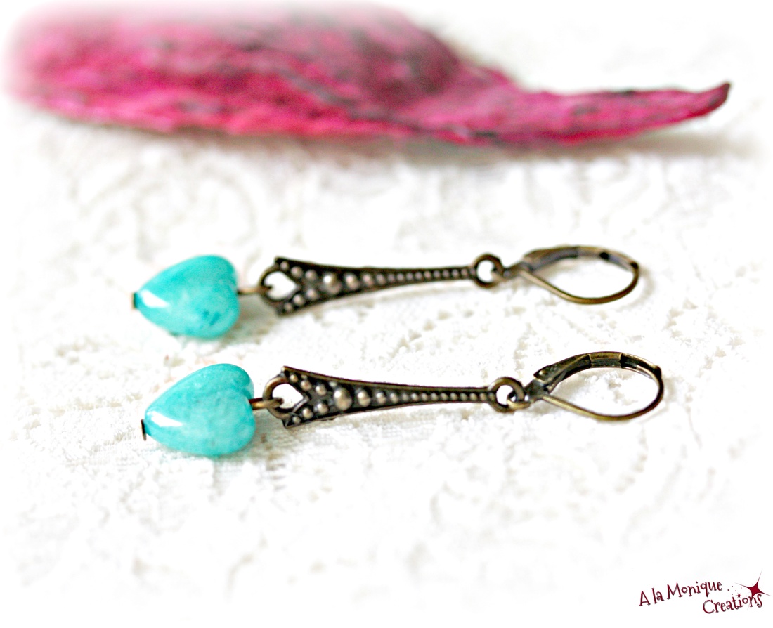 Cercei cu inima verde - bijuterii - cercei - cercei din pietre semiprețioase - Artynos.ro