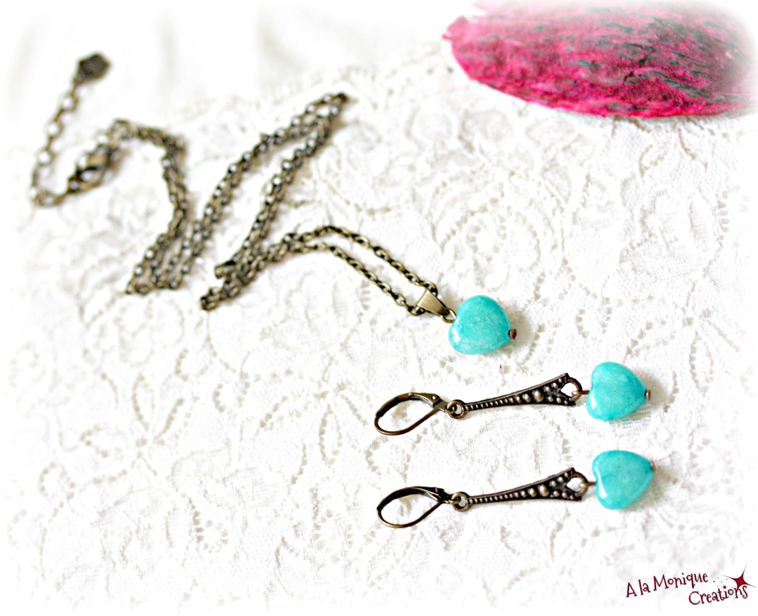 Cercei cu inima verde - bijuterii - cercei - cercei din pietre semiprețioase - Artynos.ro