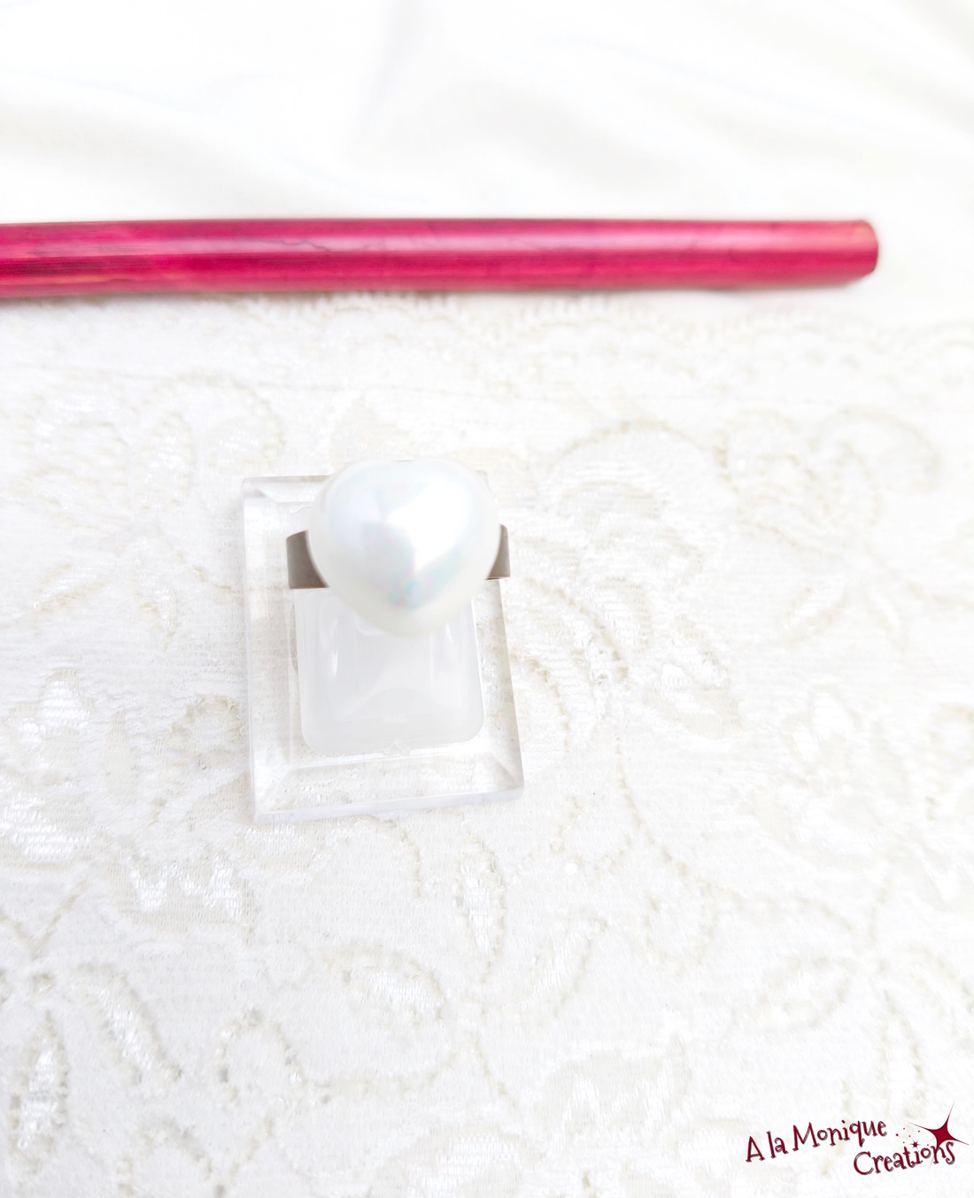 Inel cu inima de perla alba - bijuterii - inele - inele cu perle - Artynos.ro