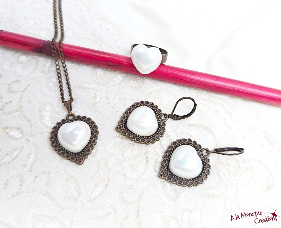 Inel cu inima de perla alba - bijuterii - inele - inele cu perle - Artynos.ro