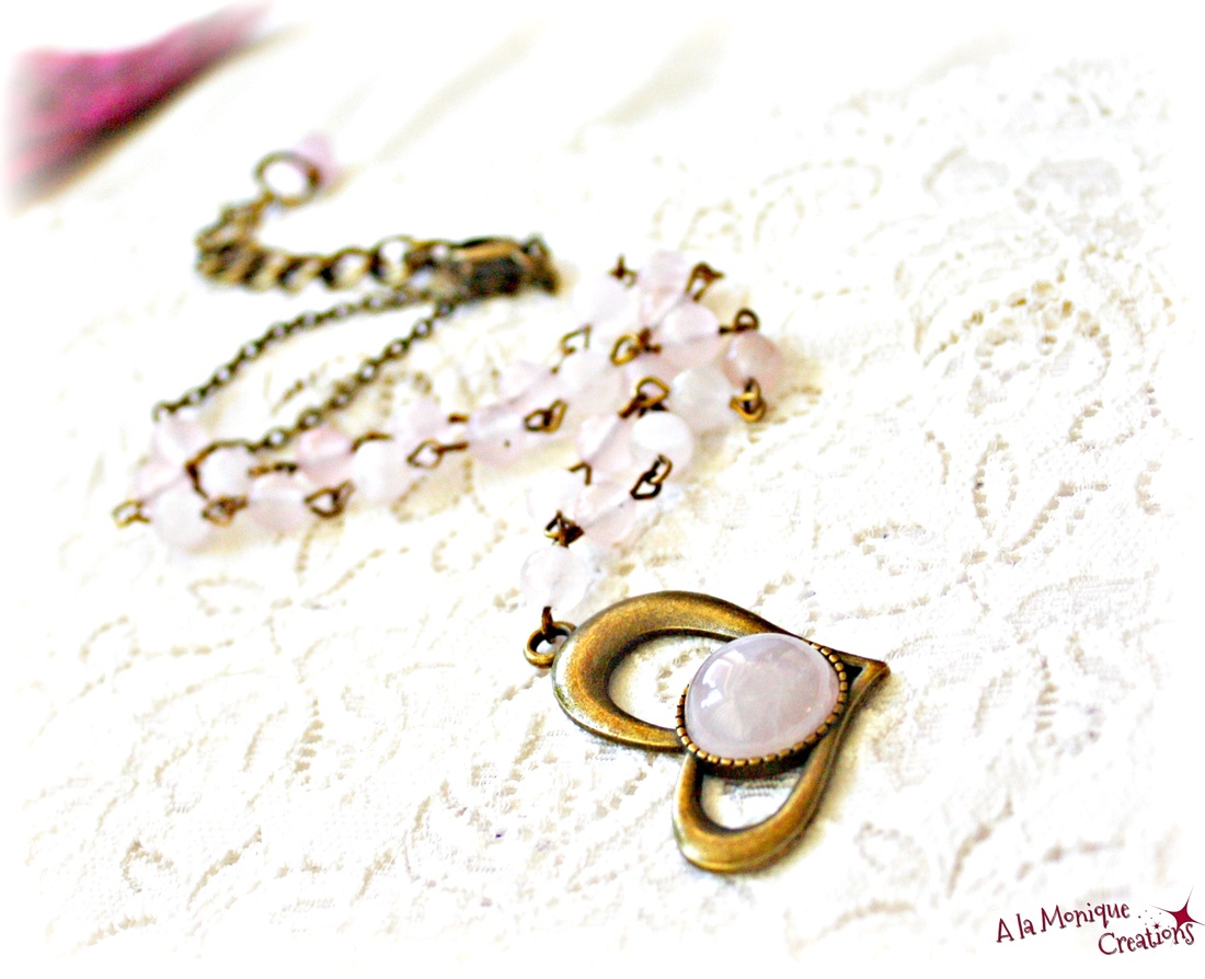 Colier cu inima de cuart - bijuterii - coliere - coliere din pietre semiprețioase - Artynos.ro