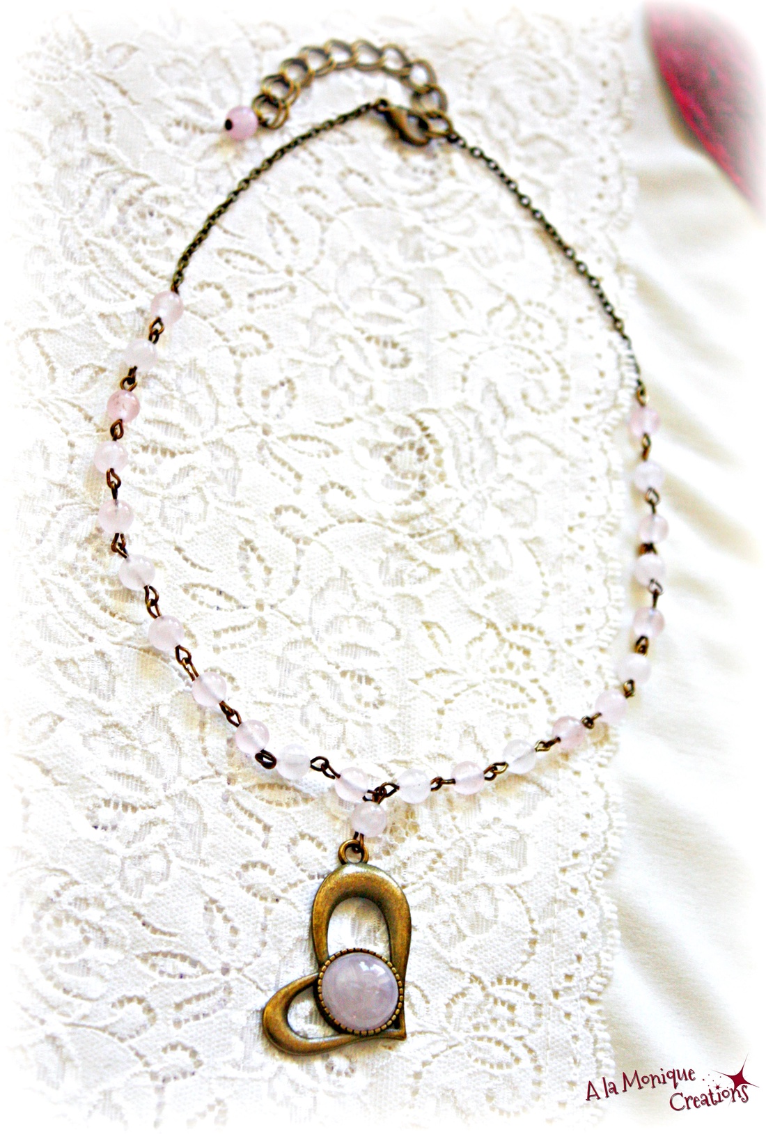 Colier cu inima de cuart - bijuterii - coliere - coliere din pietre semiprețioase - Artynos.ro