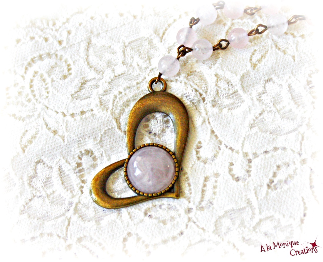 Colier cu inima de cuart - bijuterii - coliere - coliere din pietre semiprețioase - Artynos.ro