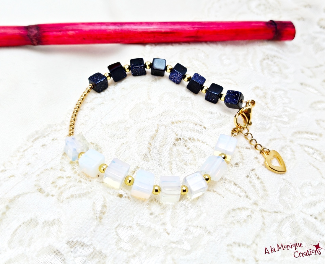 Bratara cu piatra soarelui opalit si inimioara - bijuterii - brățări - brățări din pietre semiprețioase - Artynos.ro