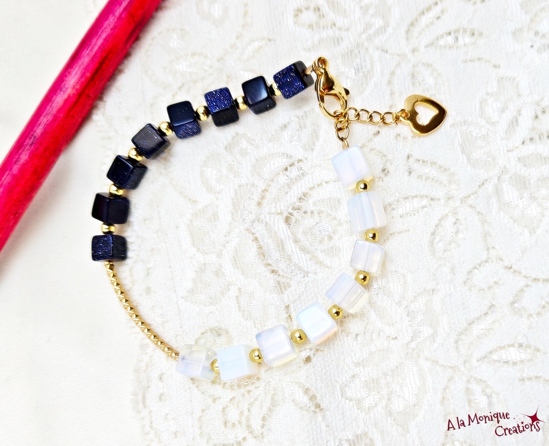 Bratara cu piatra soarelui opalit si inimioara - bijuterii - brățări - brățări din pietre semiprețioase - Artynos.ro