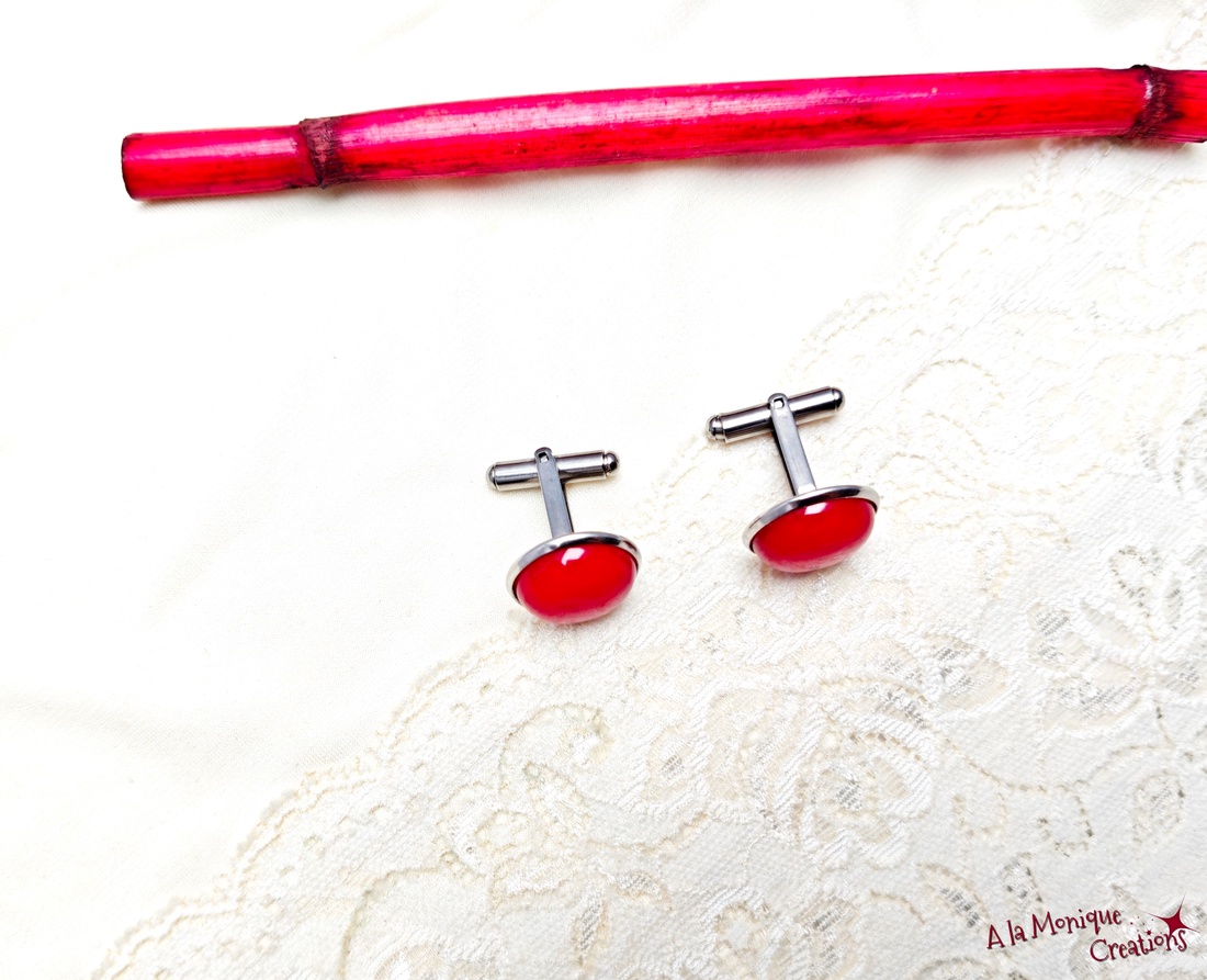 Butoni cu jad rosu - bijuterii - butoni de manșetă - Artynos.ro