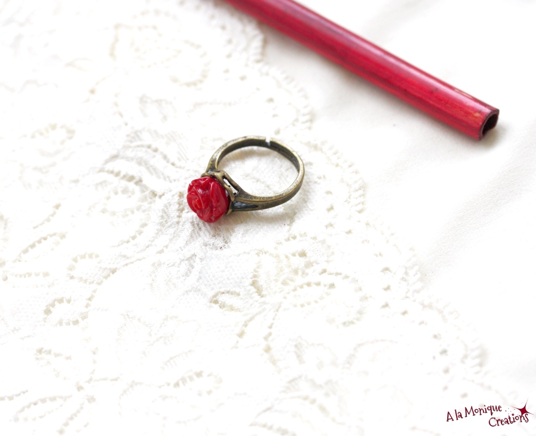 Inel cu trandafir de coral rosu - bijuterii - inele - inele cu pietre semiprețioase - Artynos.ro