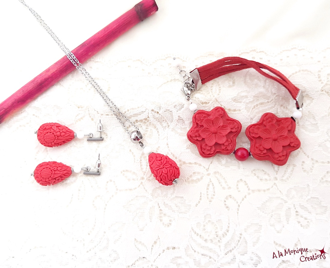 Bratara cu cinabru si jad alb - bijuterii - mărțișor - Artynos.ro