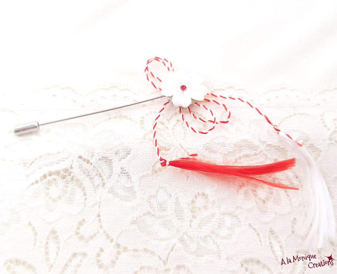 Brosa cu floare de sidef - bijuterii - mărțișor - Artynos.ro