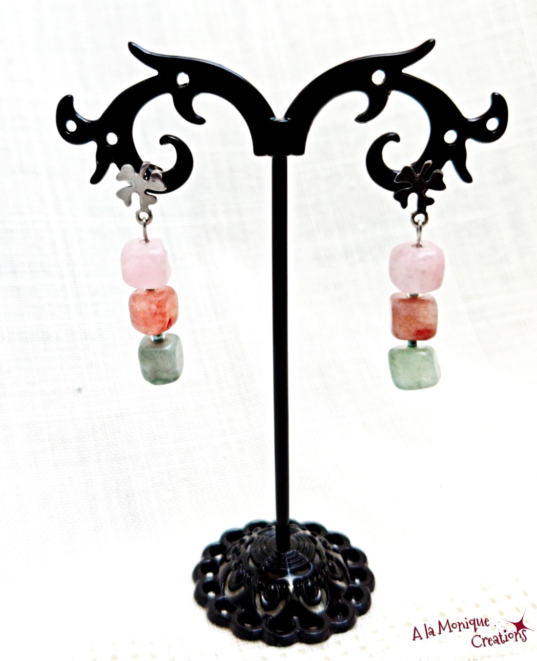 Cercei cu jad si trifoi - bijuterii - mărțișor - Artynos.ro