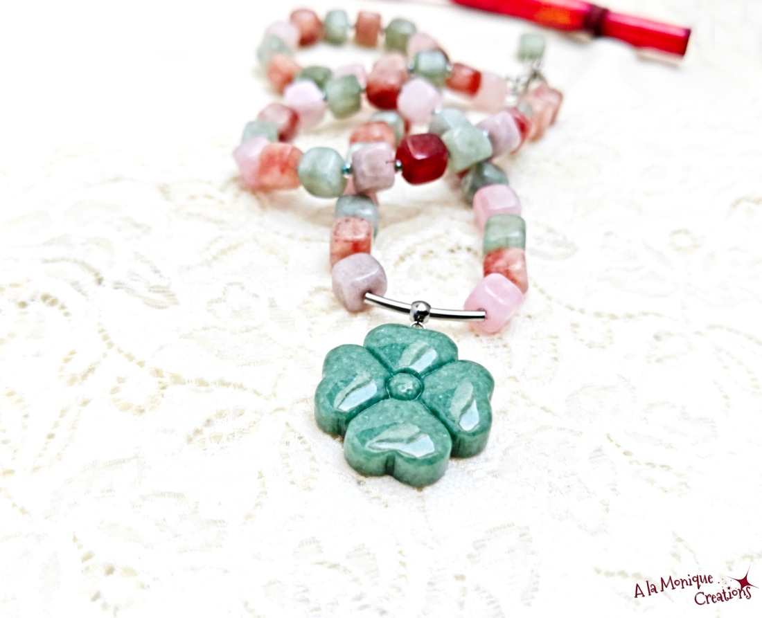 Colier cu jad si trifoi - bijuterii - mărțișor - Artynos.ro