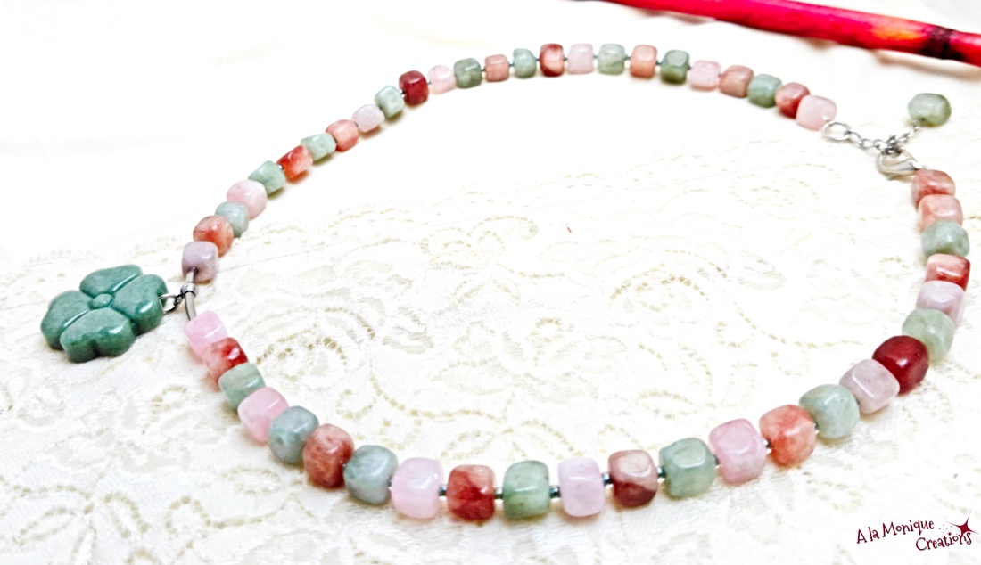 Colier cu jad si trifoi - bijuterii - mărțișor - Artynos.ro