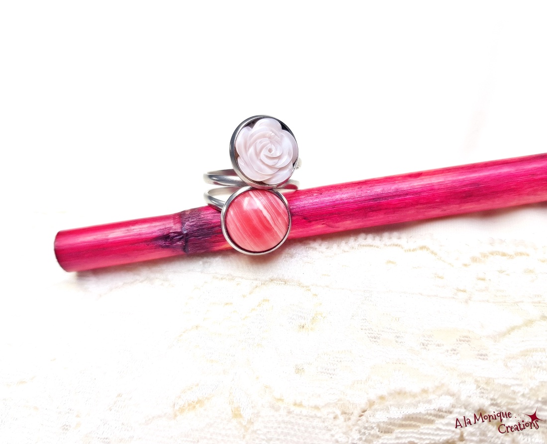 Inel dublu cu rodocrozit si trandafir roz - bijuterii - inele - inele cu pietre semiprețioase - Artynos.ro