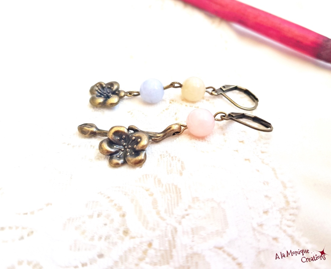 Cercei cu cuart pastel - bijuterii - cercei - cercei din pietre semiprețioase - Artynos.ro