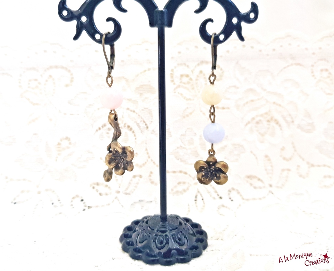 Cercei cu cuart pastel - bijuterii - cercei - cercei din pietre semiprețioase - Artynos.ro