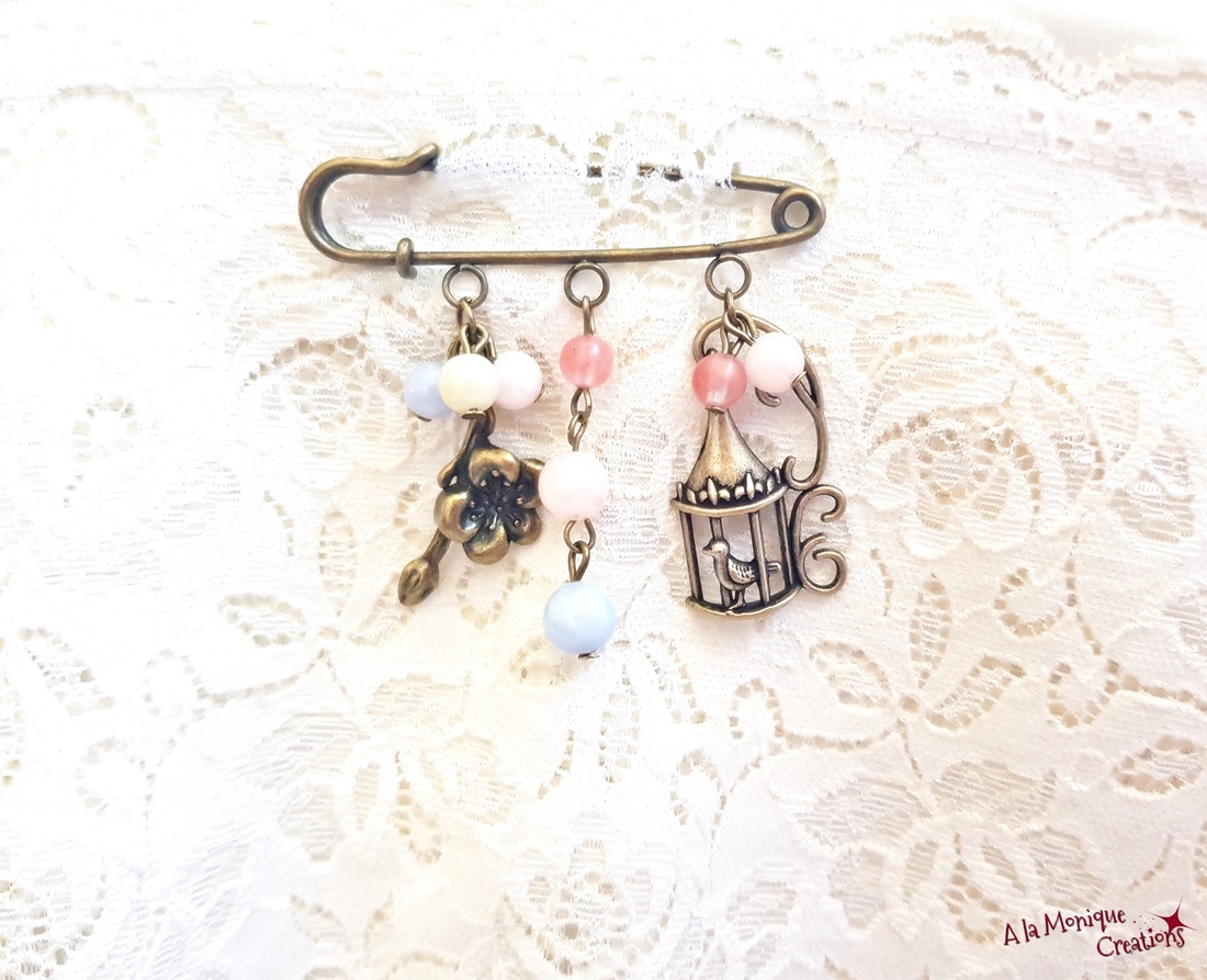 Brosa cu cuart pastel - bijuterii - broșe - Artynos.ro