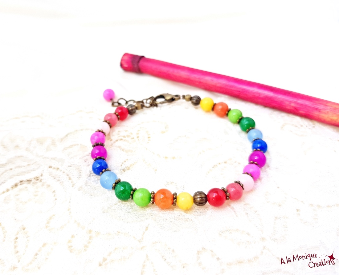 Bratara cu jad multicolor - bijuterii - brățări - brățări din pietre semiprețioase - Artynos.ro