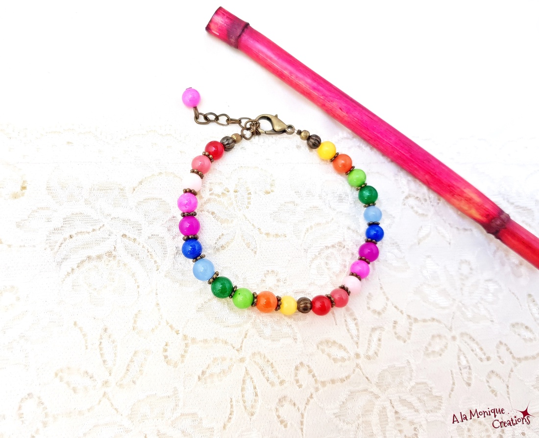 Bratara cu jad multicolor - bijuterii - brățări - brățări din pietre semiprețioase - Artynos.ro