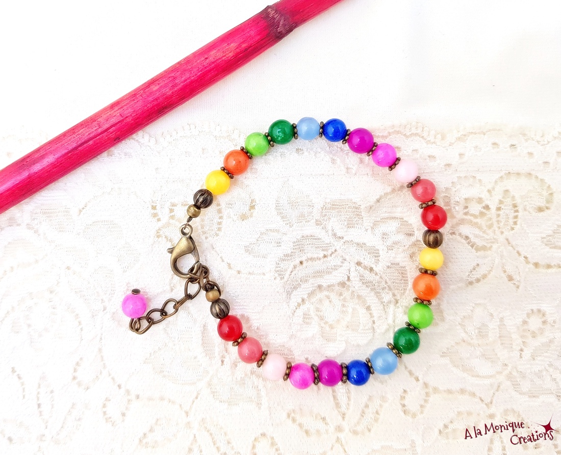 Bratara cu jad multicolor - bijuterii - brățări - brățări din pietre semiprețioase - Artynos.ro