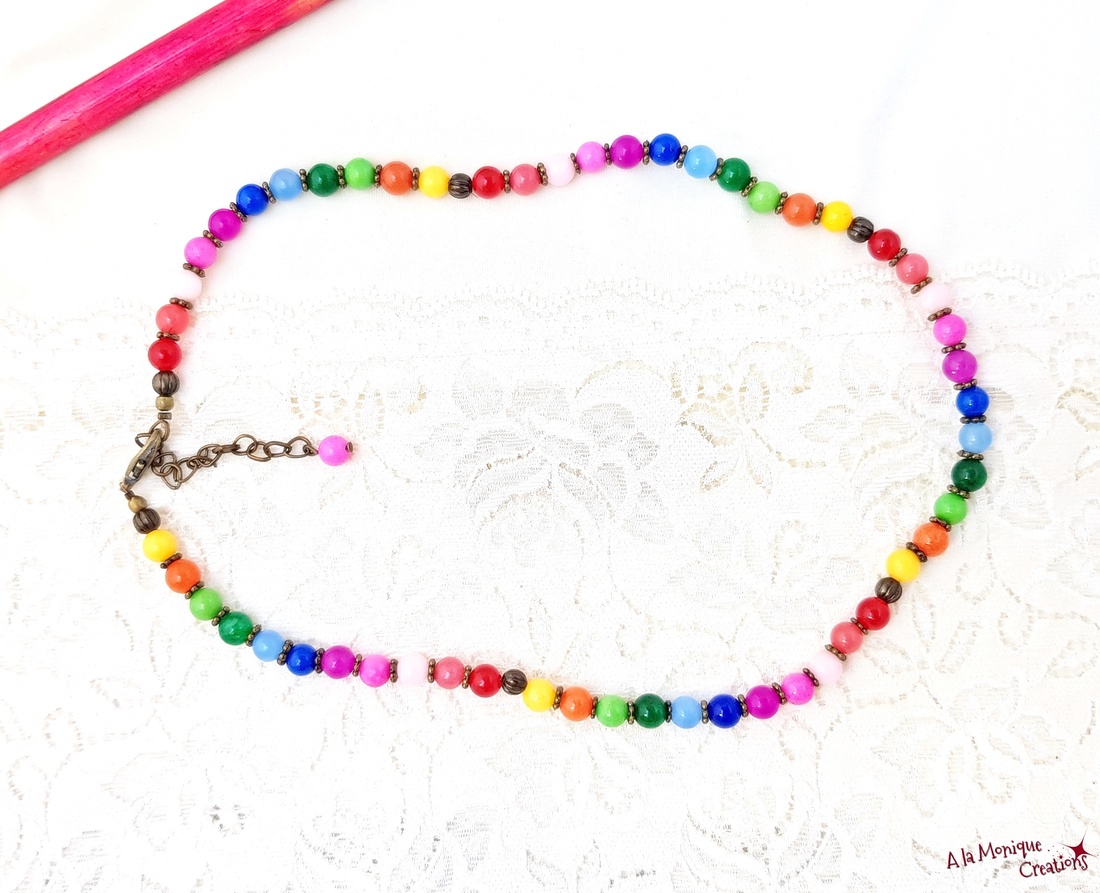 Colier cu jad multicolor - bijuterii - coliere - coliere din pietre semiprețioase - Artynos.ro