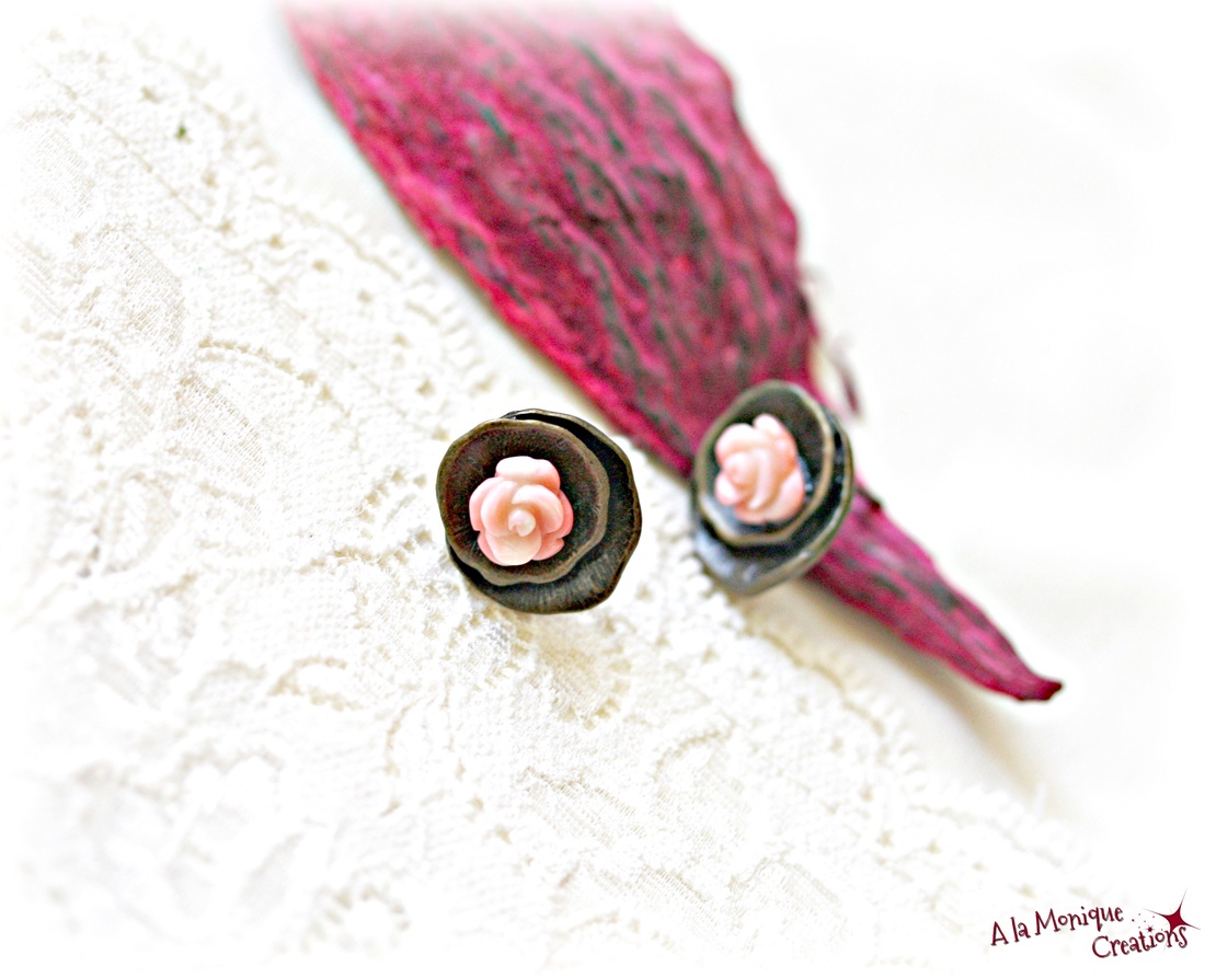 Cercei cu trandafiri de coral roz - bijuterii - cercei - cercei din pietre semiprețioase - Artynos.ro