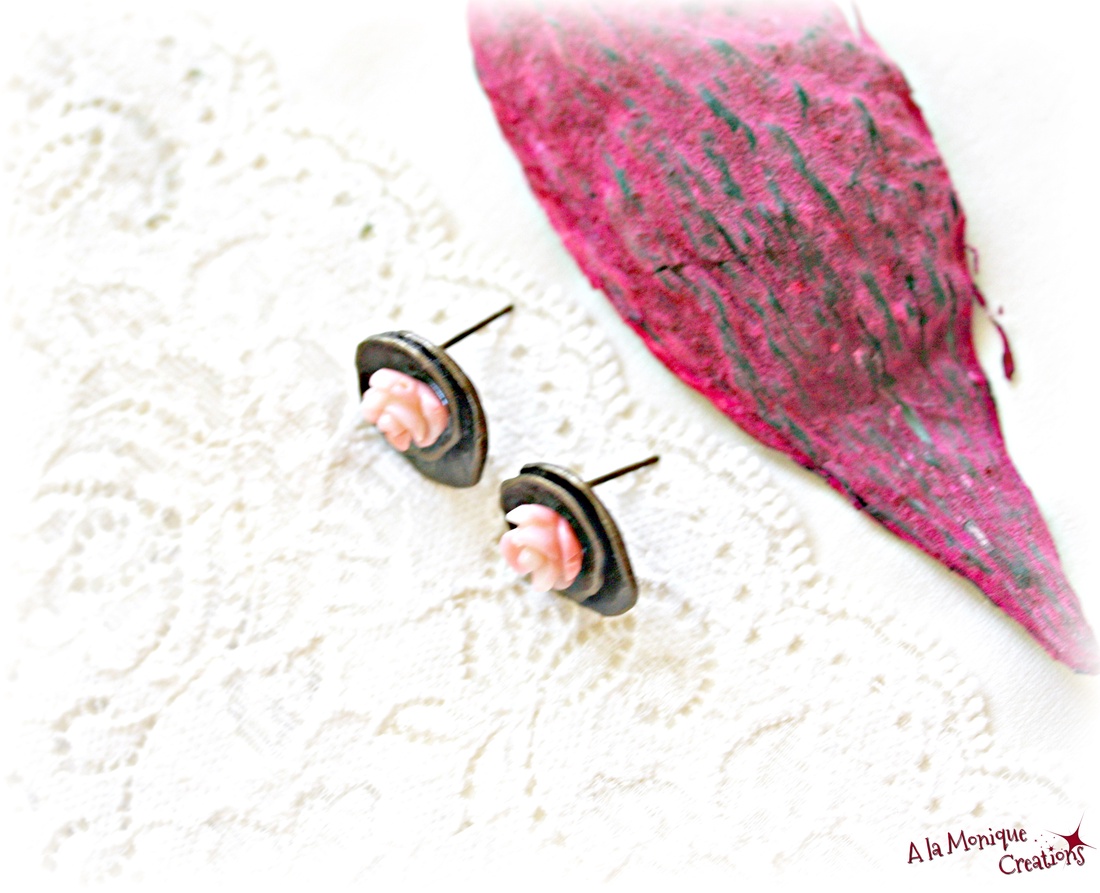 Cercei cu trandafiri de coral roz - bijuterii - cercei - cercei din pietre semiprețioase - Artynos.ro