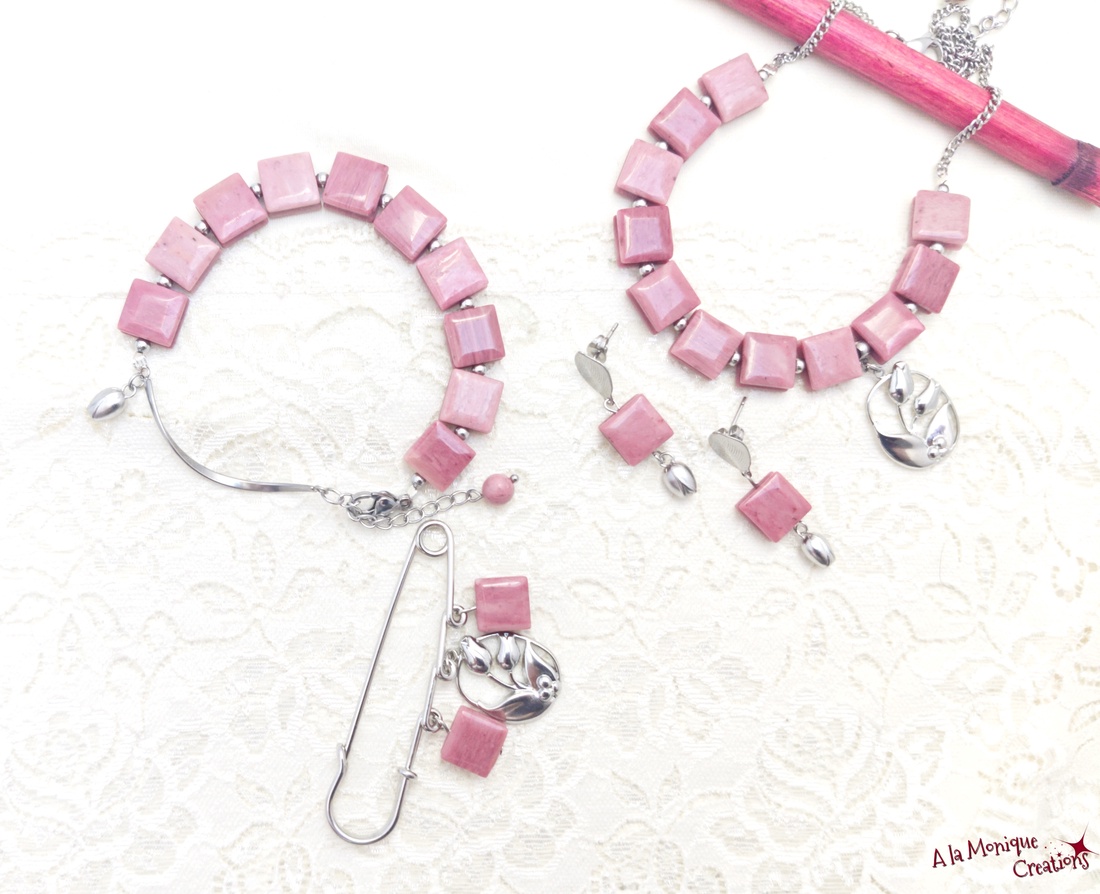 Brosa cu lalele si rodonit - bijuterii - broșe - Artynos.ro