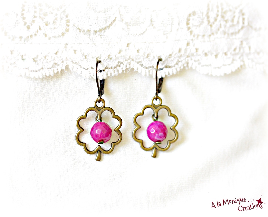 Cercei cu flori de agate roz - bijuterii - cercei - cercei din pietre semiprețioase - Artynos.ro