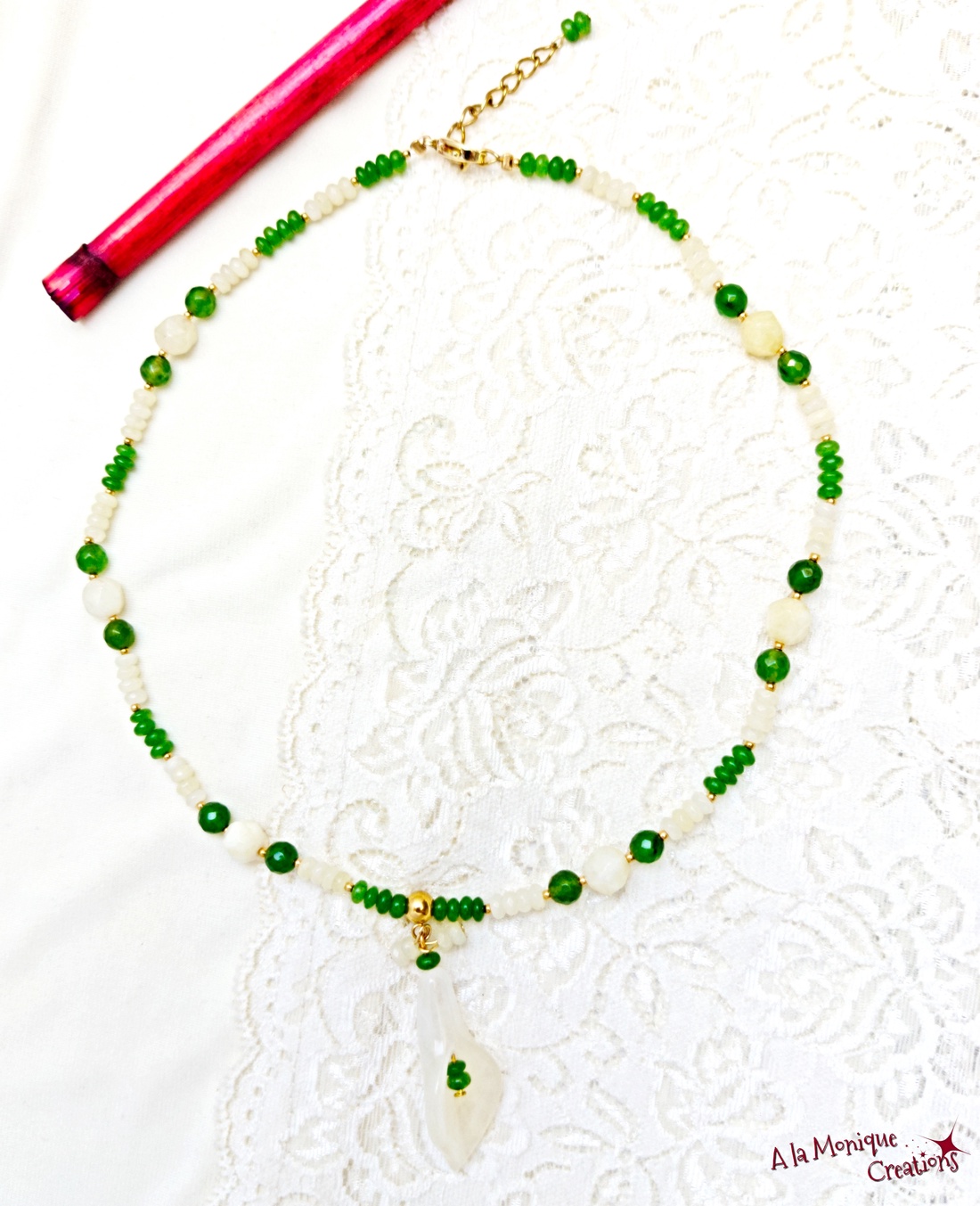 Colier cu cuart si jad galben - bijuterii - coliere - coliere din pietre semiprețioase - Artynos.ro