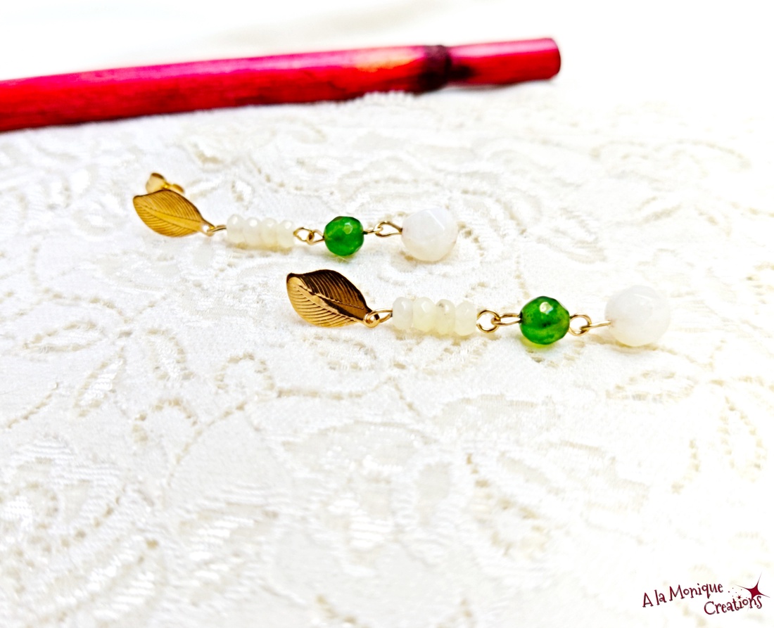 Cercei cu cuart si jad galben si verde - bijuterii - cercei - cercei din pietre semiprețioase - Artynos.ro
