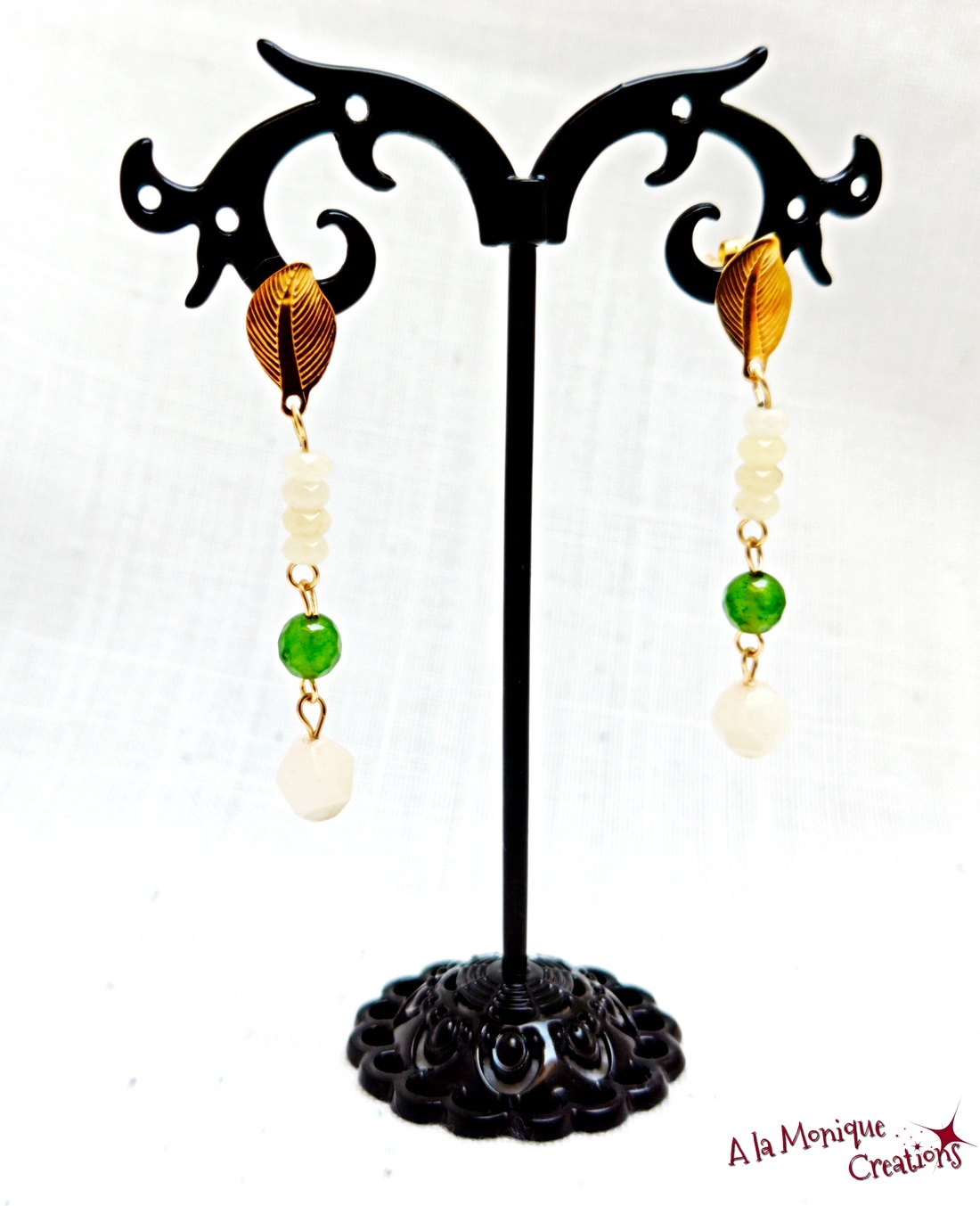 Cercei cu cuart si jad galben si verde - bijuterii - cercei - cercei din pietre semiprețioase - Artynos.ro