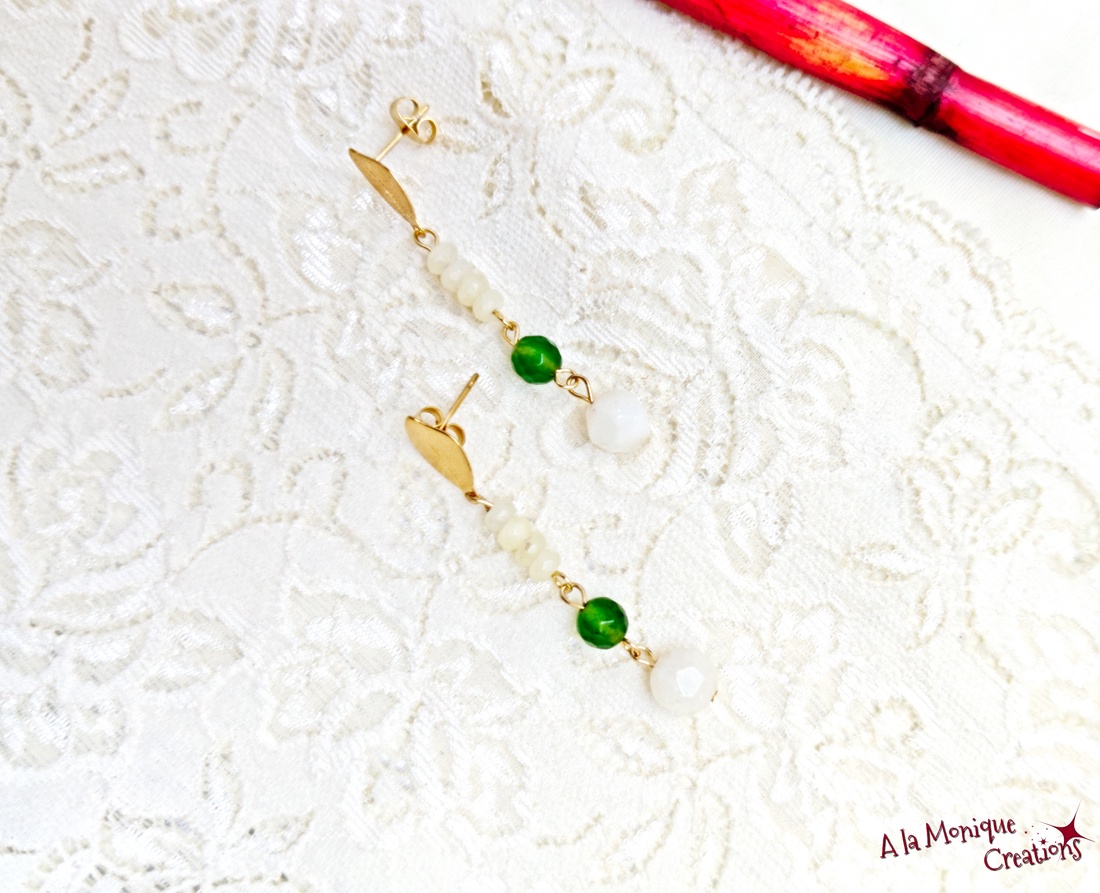 Cercei cu cuart si jad galben si verde - bijuterii - cercei - cercei din pietre semiprețioase - Artynos.ro