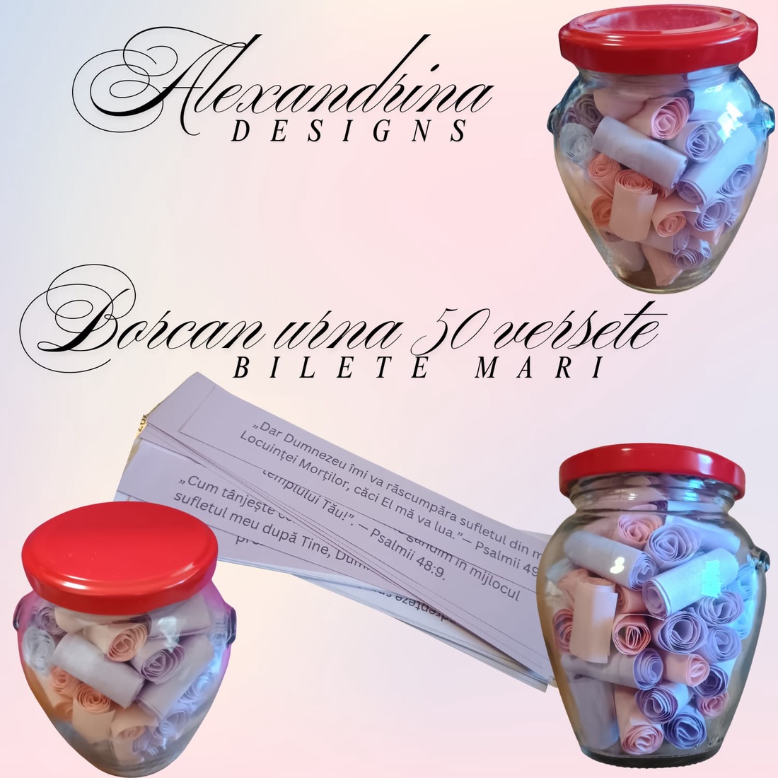 Borcan cu 50 de versete biblice de încurajare - crăciun - cadouri de moș crăciun - cadouri de moș crăciun - Artynos.ro