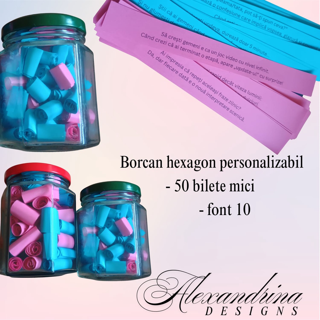 Borcan mic cu 50 de bilețele personalizabile  un dar mic, plin de semnificație - crăciun - cadouri de moș crăciun - cadouri de moș crăciun - Artynos.ro