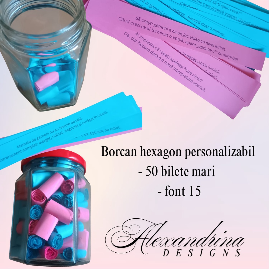 Borcan mic cu 50 de bilețele personalizabile  un dar mic, plin de semnificație - crăciun - cadouri de moș crăciun - cadouri de moș crăciun - Artynos.ro