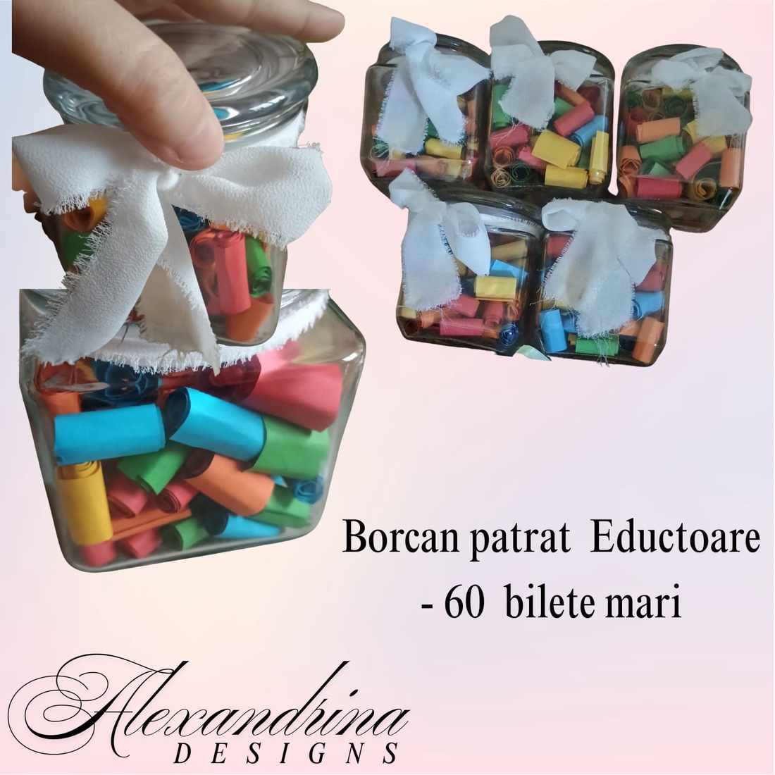  Borcan cu 60 de bilețele pentru doamna educatoare  un dar plin de recunoștință și emoție - crăciun - cadouri de moș crăciun - cadouri de moș crăciun - Artynos.ro