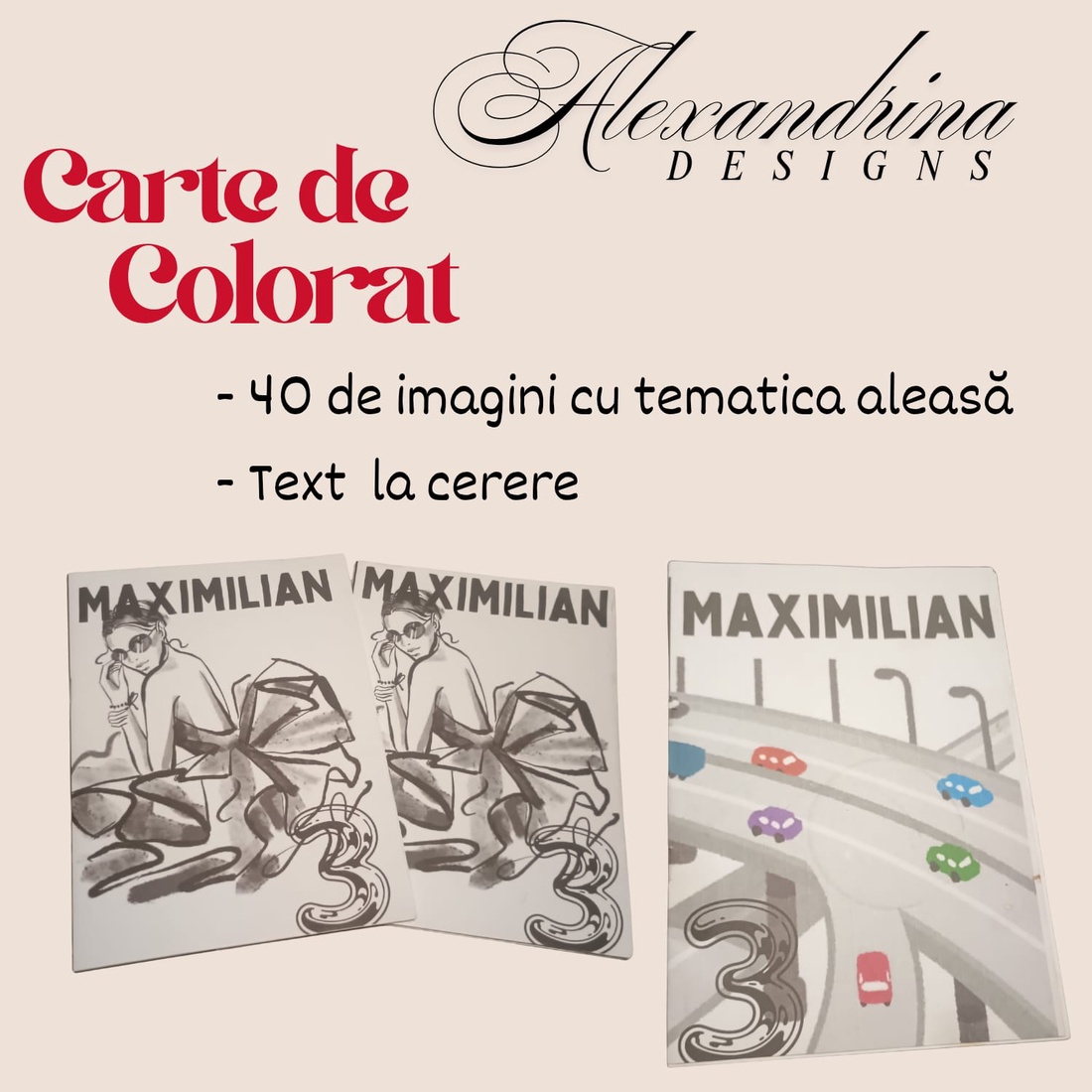 Set 25 Cărți de Colorat Personalizate  40 de Ilustrații, Tema la Alegere Format A5, Pentru Aniversarea de la Grădini - jucării și echipamente pentru copii - cărți pentru copii, cărți textile - Artynos.ro