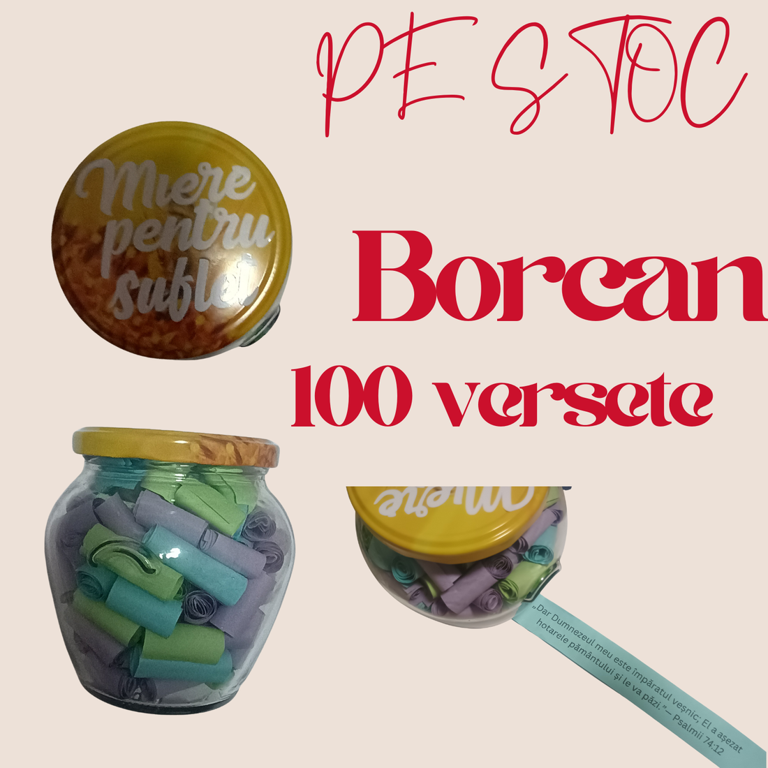 Borcan cu 100 versete biblice � cadou creștin cu emoție - pe stoc - casă & stil de viață - set de cadou - Artynos.ro