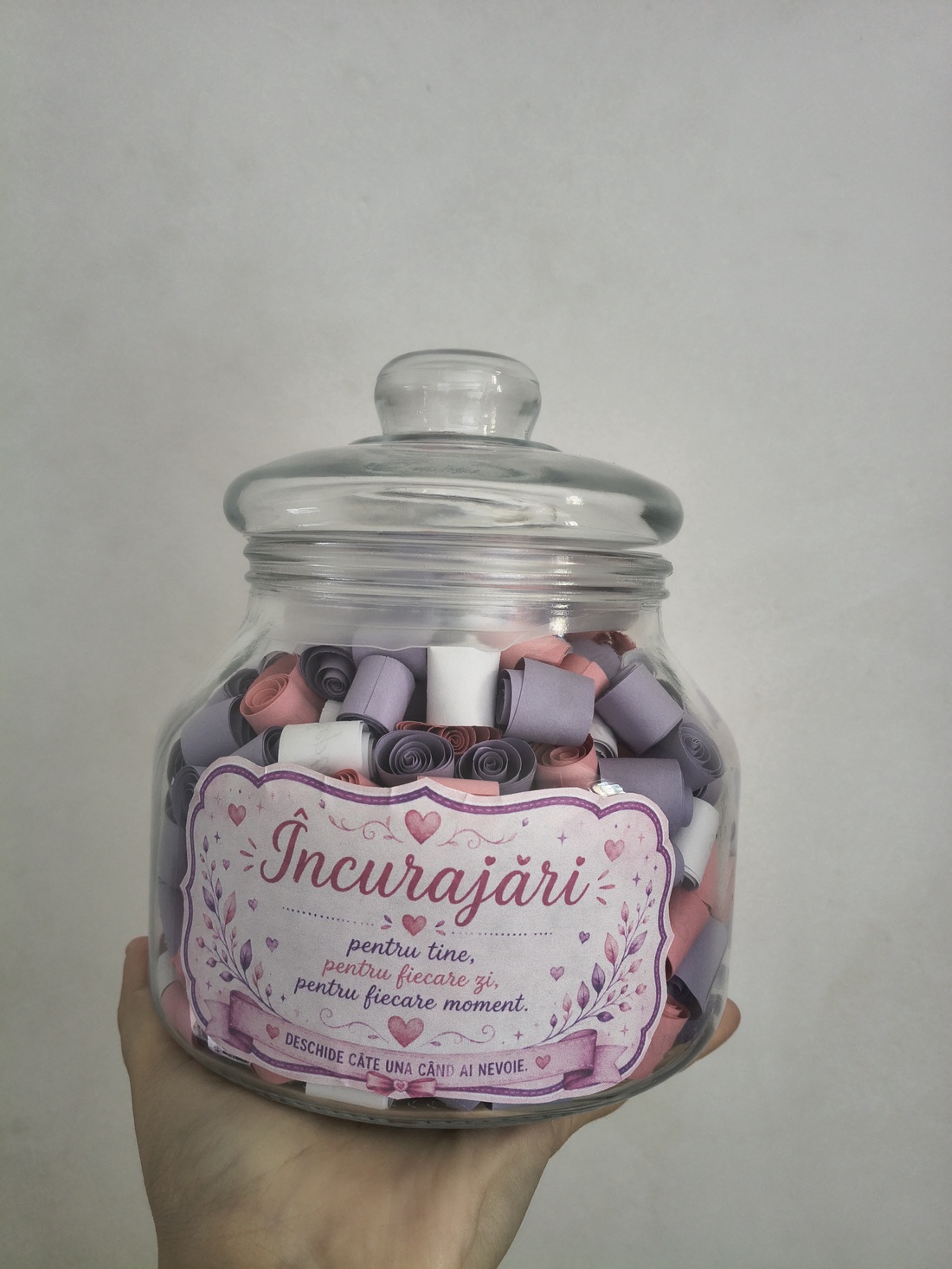 Borcan  Bombonieră cu 500 de Mesaje de Încurajare � culori pastel  - casă & stil de viață - accesorii religioase - binecuvântarea casei - Artynos.ro