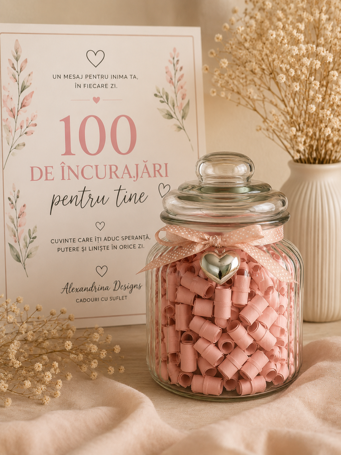 Borcan cu 100 mesaje de încurajare  - casă & stil de viață - decorațiuni de casă - decorațiuni de masă și rafturi - boluri decorative - Artynos.ro