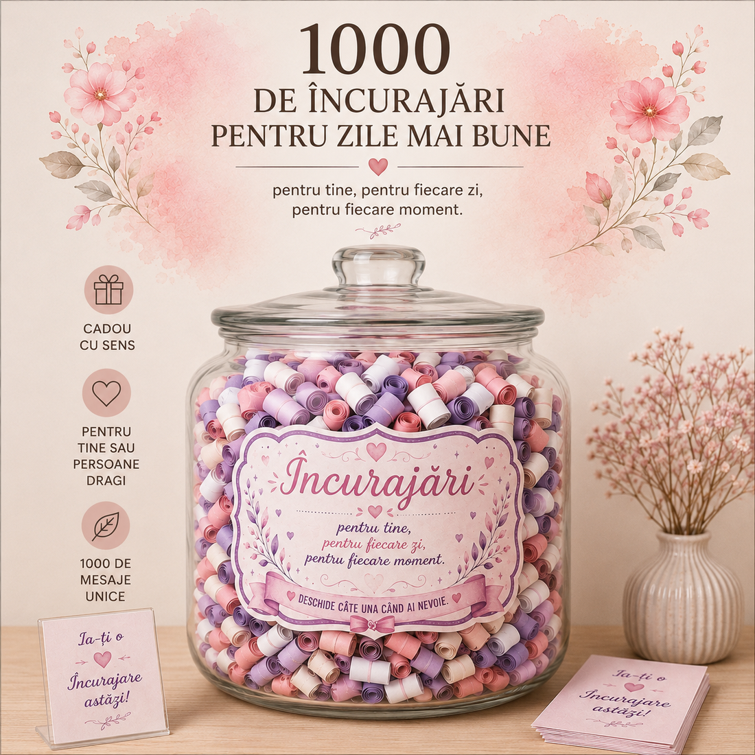 Borcan Bombonieră cu 1000 Mesaje de Încurajare � Culori Pastel - casă & stil de viață - seturi de cadou - Artynos.ro