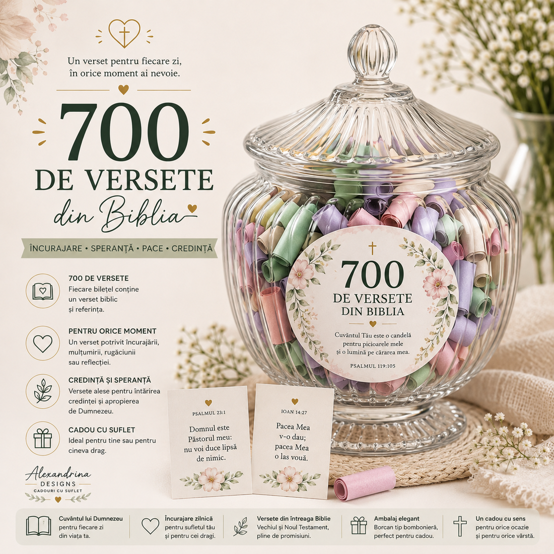 Borcanul cu 700 de versete � pentru zilele în care ai nevoie de ridicare - casă & stil de viață - accesorii religioase - binecuvântarea casei - Artynos.ro