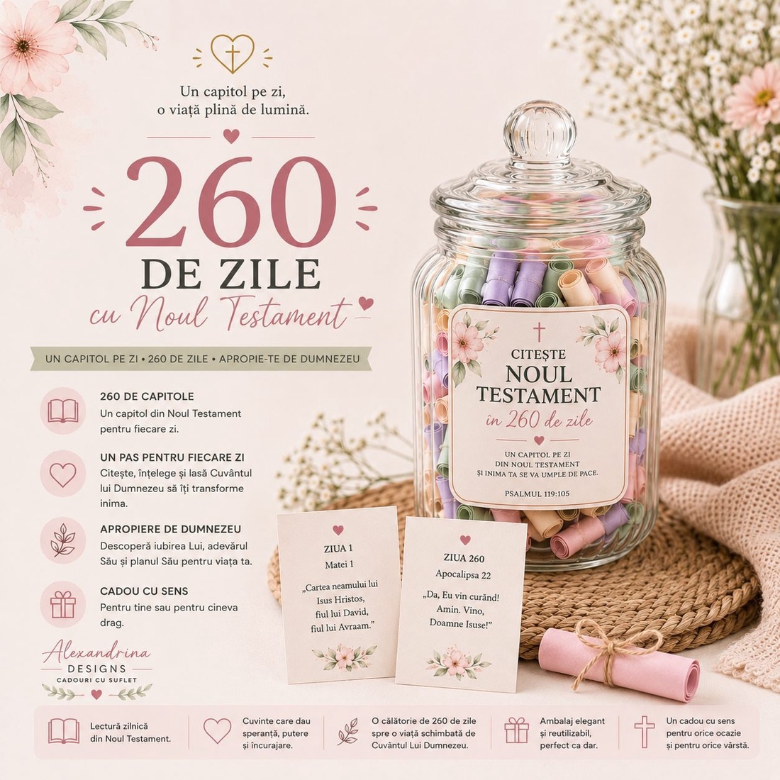 Borcan motivațional 260 de zile cu Noul Testament � capitole zilnice - casă & stil de viață - accesorii religioase - binecuvântarea casei - Artynos.ro