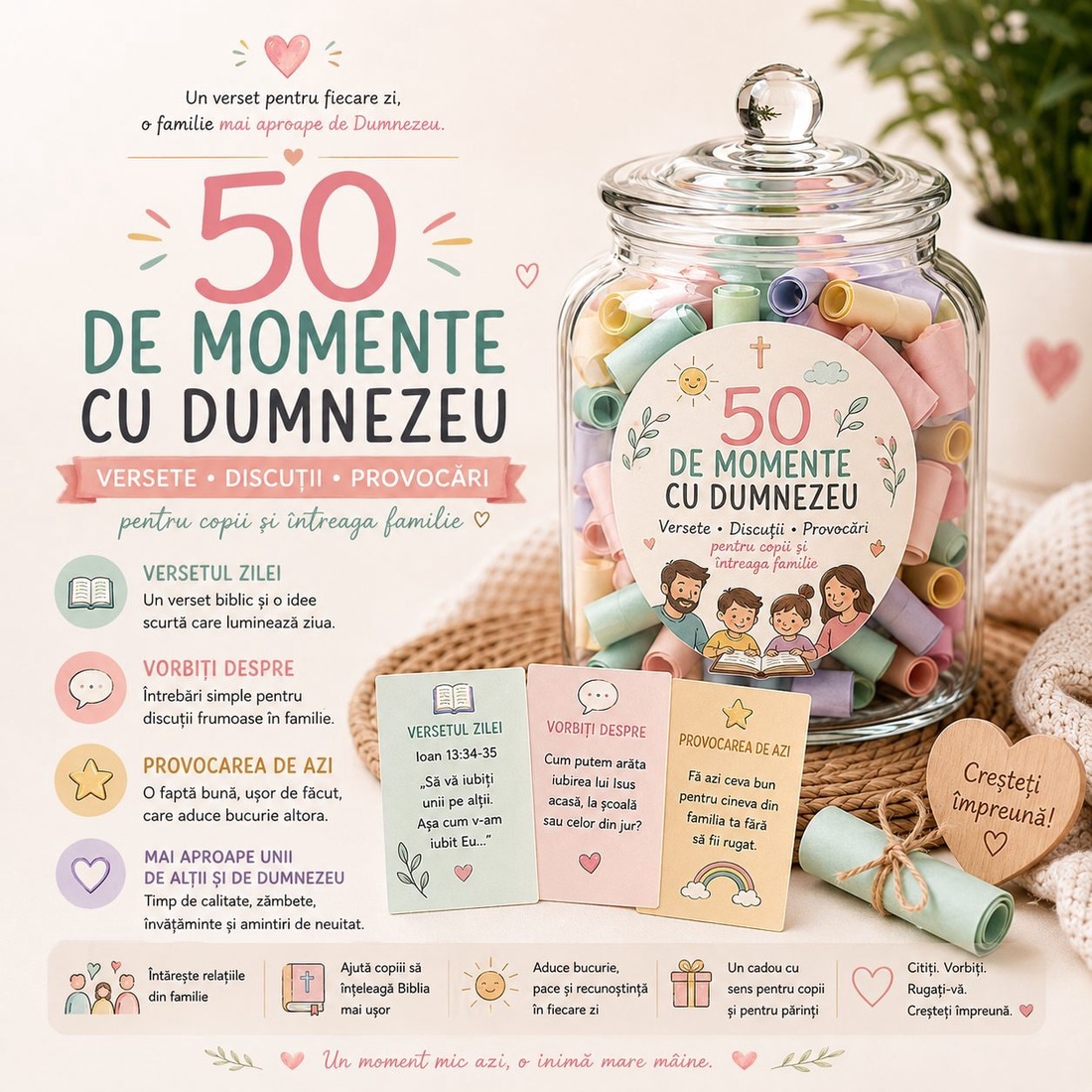 Borcan cu 50 de momente cu Dumnezeu pentru familie - casă & stil de viață - accesorii religioase - binecuvântarea casei - Artynos.ro