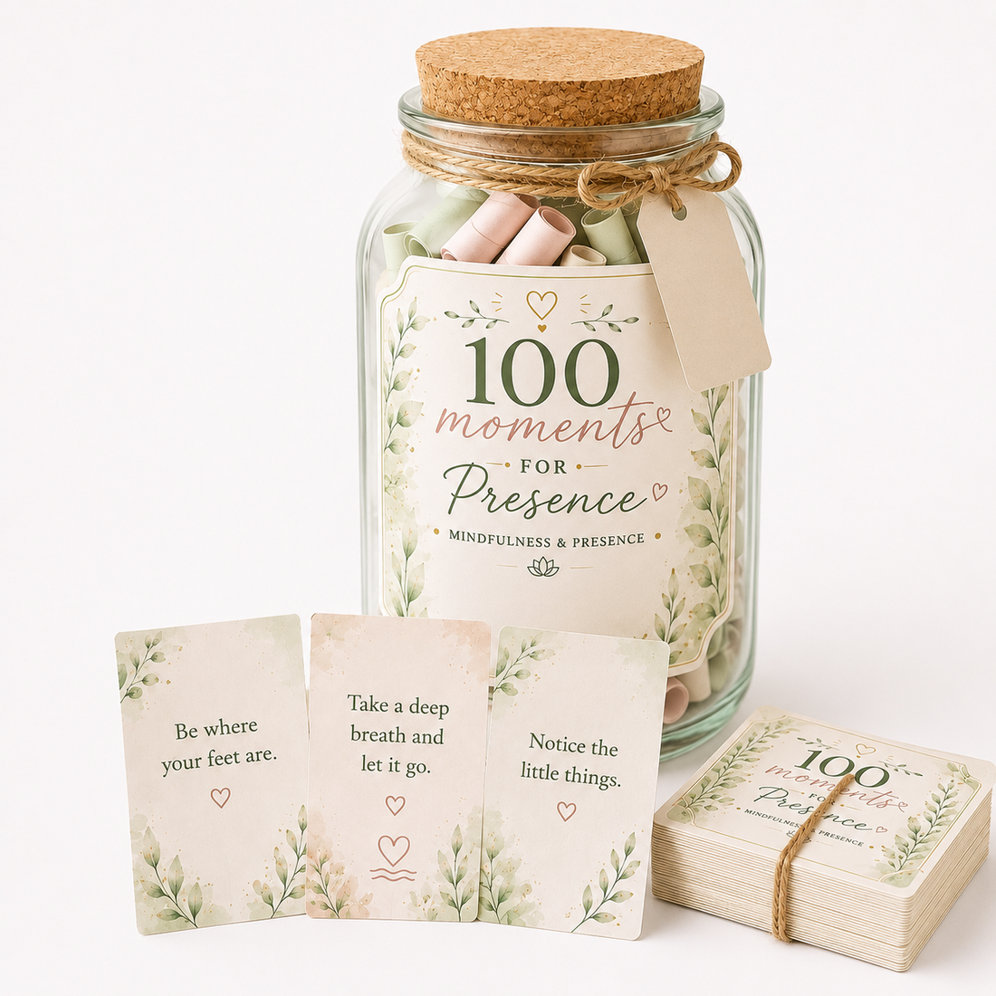 Borcan 100 momente pentru prezență � borcan cu mesaje mindfulness - casă & stil de viață - decorațiuni de casă - decorațiuni de masă și rafturi - cutii de decor - Artynos.ro