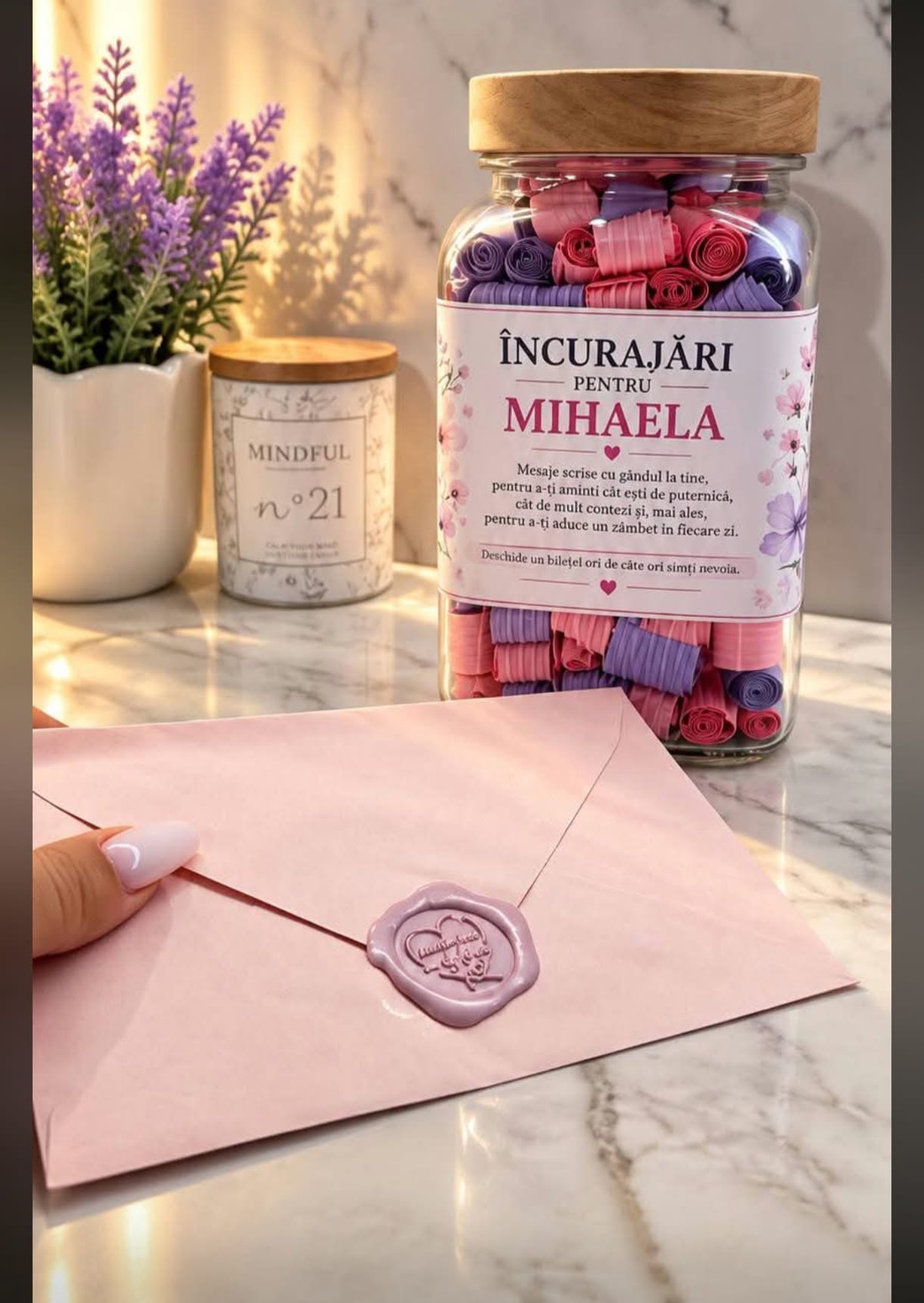 Borcan 500 de încurajari personalizate + Scrisoare - casă & stil de viață - decorațiuni de casă - decorațiuni de masă și rafturi - cutii de decor - Artynos.ro