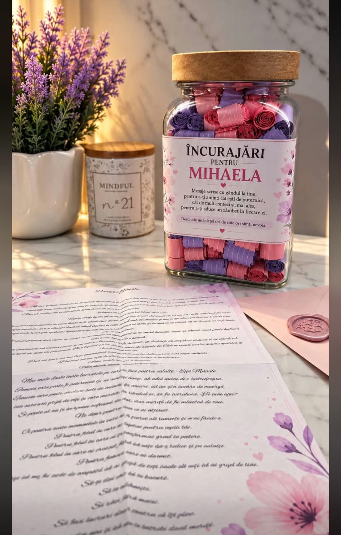 Borcan 500 de încurajari personalizate + Scrisoare - casă & stil de viață - decorațiuni de casă - decorațiuni de masă și rafturi - cutii de decor - Artynos.ro