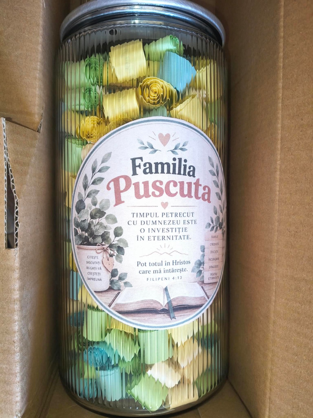 Borcan cu 700 de Mesaje Creștine pentru Familie � Cadou cu Credință - casă & stil de viață - accesorii religioase - binecuvântarea casei - Artynos.ro